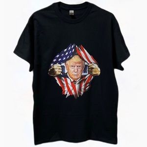 🇺🇸Trump American Flag Super Patriot Brilliant 3D Graphic Unisex T-shirt!